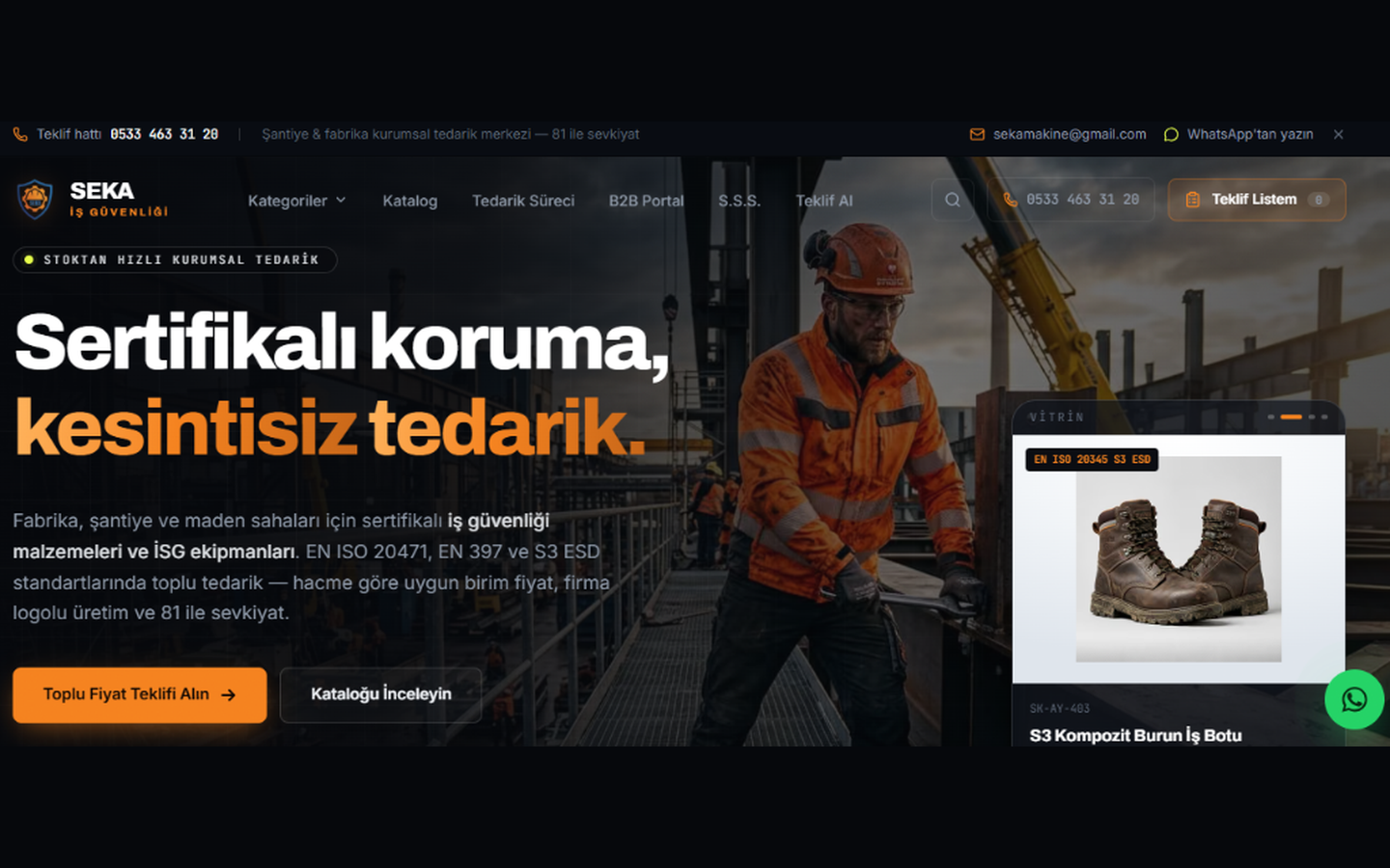 Seka İş Güvenliği - Sertifikalı İSG Donanımları & Kurumsal B2B Tedarik Platformu